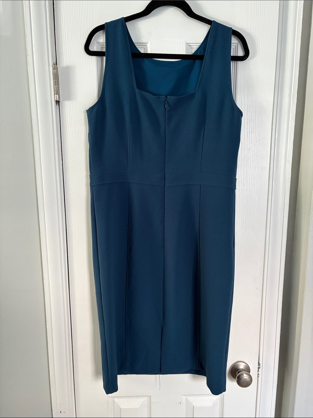 Ann Taylor Teal Blue Sleeveless Classic Square Sheath Dress Size 12T Tall Long - Picture 3 of 7